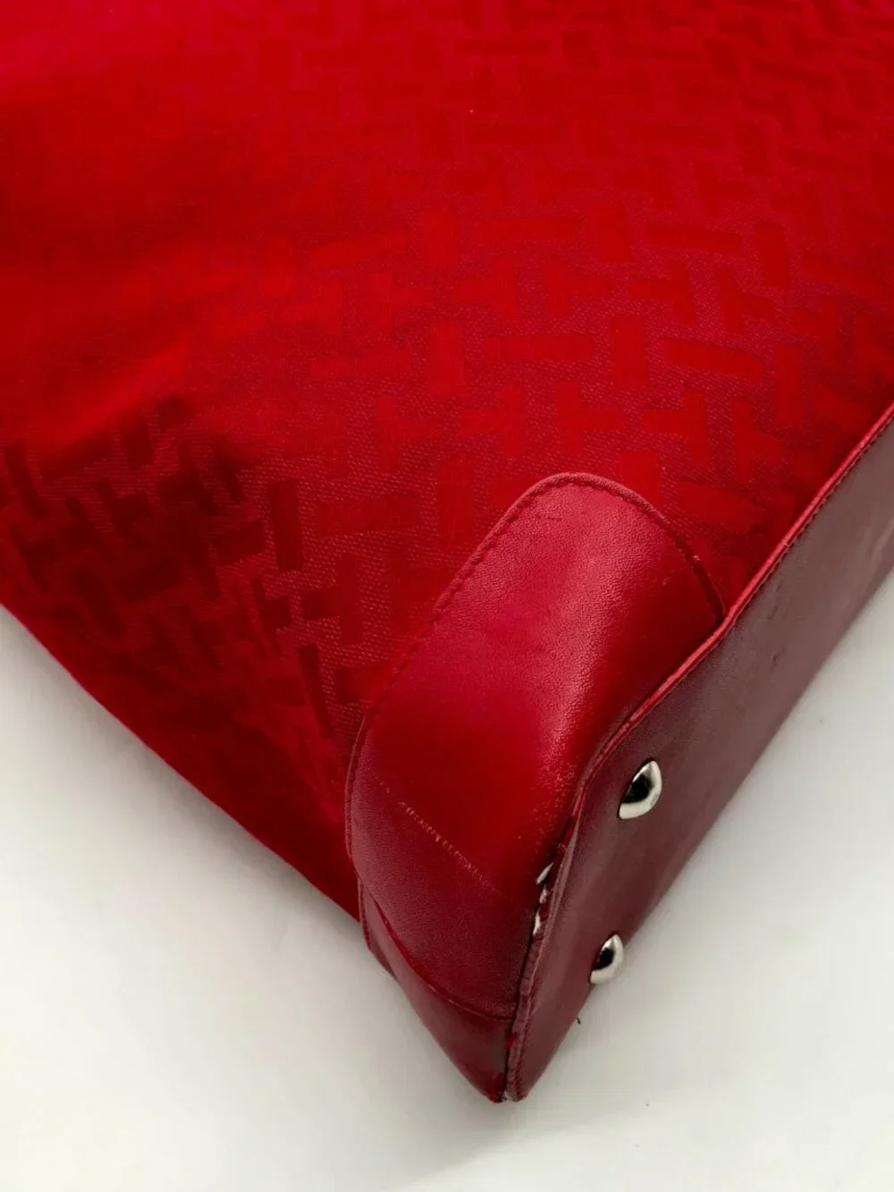 Talbots Red Monogram Canvas Tote Bag